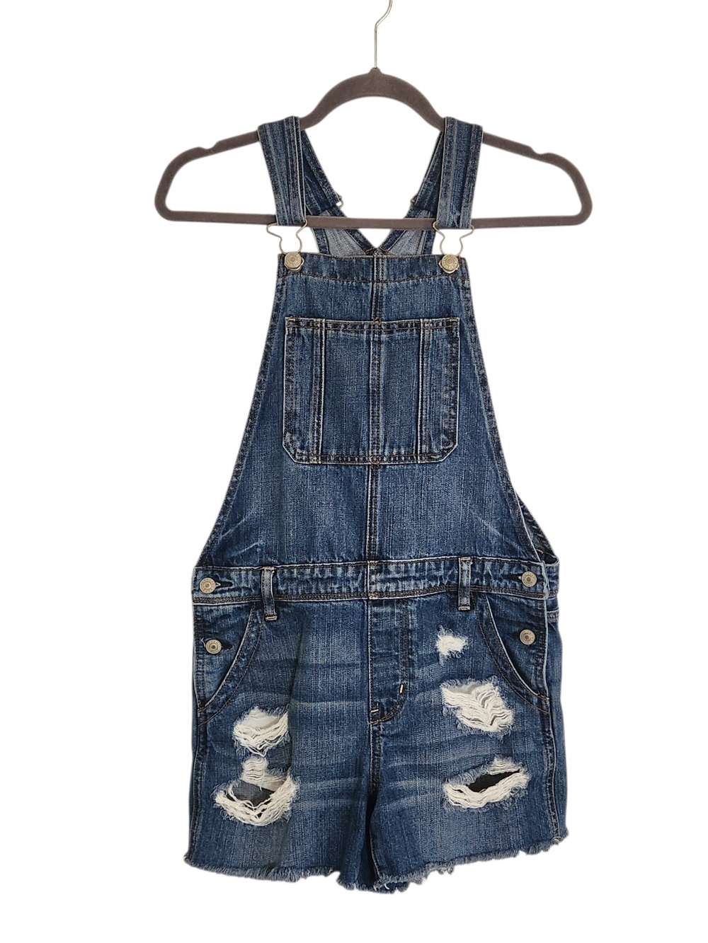 American Eagle Denim Short Overalls Distressed Size Small